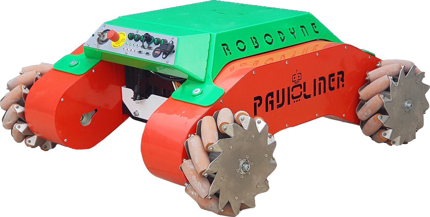 Holonomic robot with mecanum wheels